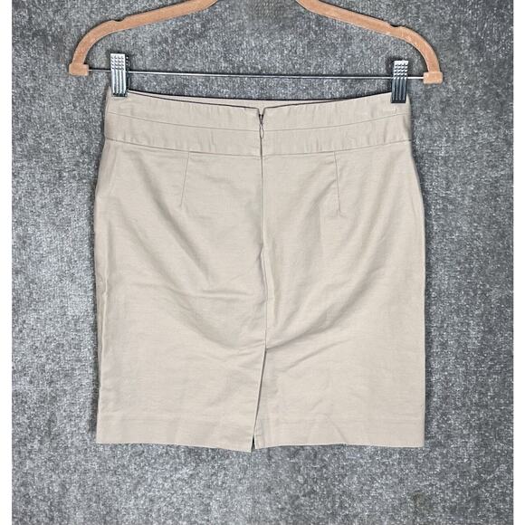 Banana Republic Straight Pencil Skirt Womens Size 2 Petite 2P Beige Pockets Vent - Picture 2 of 7
